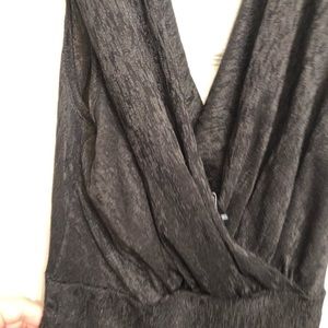 Windsor large black LBD deep V faux wrap dress with asymmetrical hem